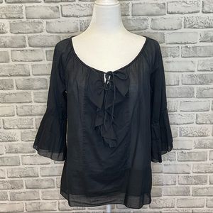 Diane von Furstenberg Peasant Blouse Black 10